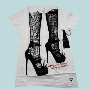 Hellz Bellz My Louboutins Tee Women's Medium White Graphic T-Shirt NEW USA